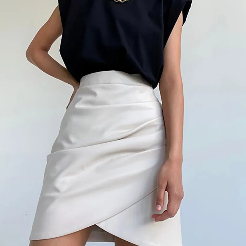 

2021 Women Summer Sexy Pu Leather Matte High Waist Skirt Female Fall and Winter Base Skirt Soild Color Skirt Ropa Mujer