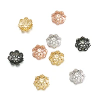 10pcs brass micro pave cubic zirconia multi petal bead cap for earring bracelet diy jewelry making findings accessories 12x4mm