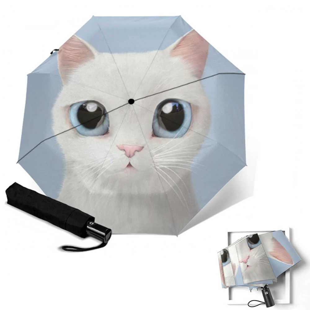 Зонт детский солнцезащитный с защитой от УФ лучей и белым котом|Зонтики| |