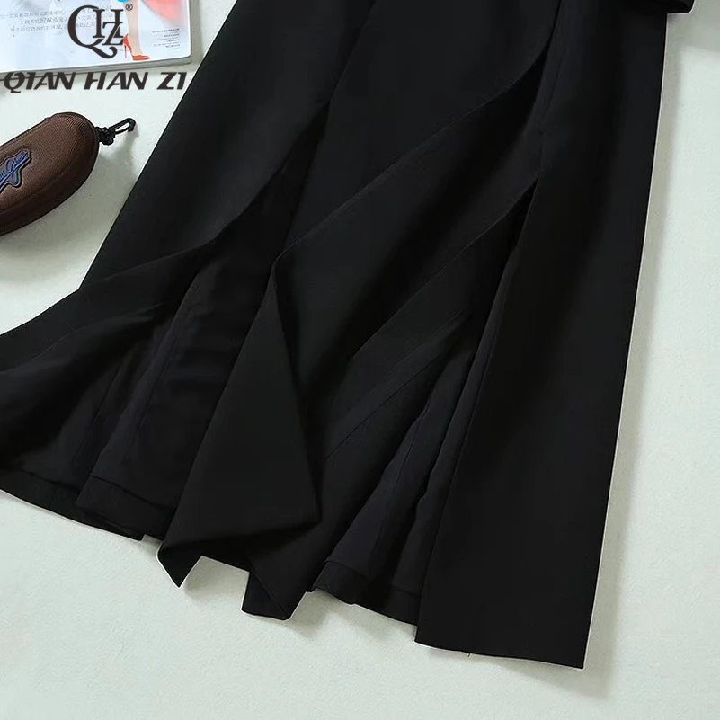 Qian Han Zi 2019 дизайнерское зимнее модное пальто женское с длинным рукавом винтажное