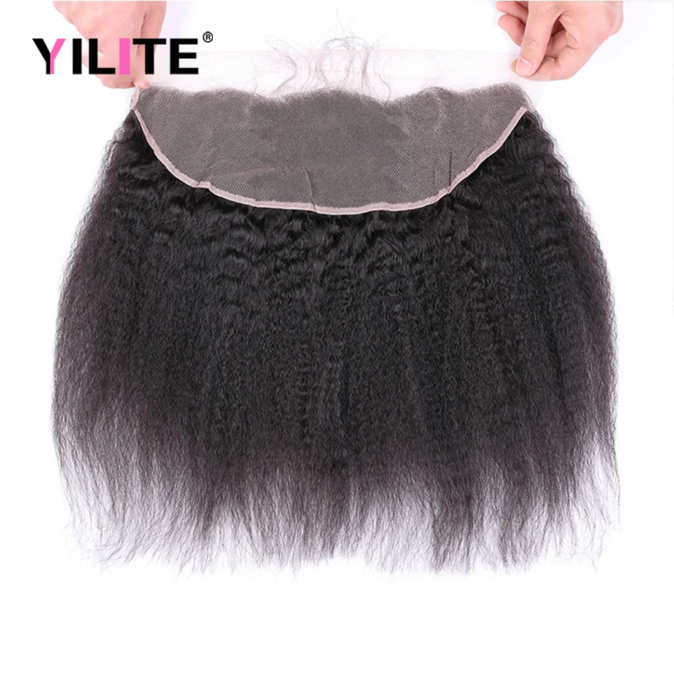 

Kinky Straight Hair Lace Frontal Closure Only Pre Plucked 22 Inch 100% Bralizian Human Hair Free Part HD Swiss Lace Front Yaki