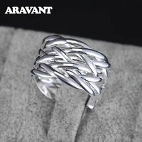 2021 new 925 silver weave open finger ring for women girls fashion jewelry