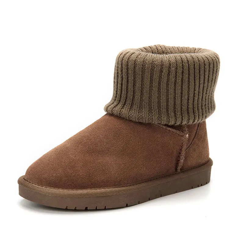 

Women's Boots Winter Fashion Ankle Snow Boots Woman Knitting Flanging Faux Suede Australia Classics Elegant Style Luxury Shine