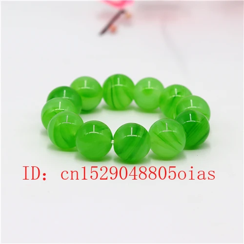 Натуральный зеленый агат Нефритовый Браслет 18 мм с бусинами очаровательные