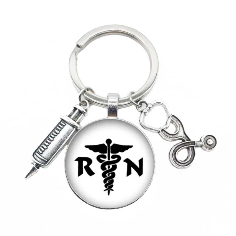 Брелок для медсестер с узором в виде сердца медицинский стетоскоп шприц