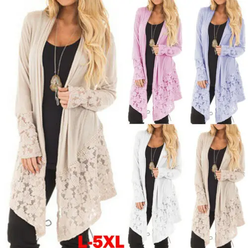 Новый Модный повседневный Женский вязаный кардиган с длинным рукавом водопад