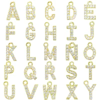 5pcs gold plated brass multicolor cubic zirconia stones alphabet a z letter pendant for necklace earrings diy jewelry findings