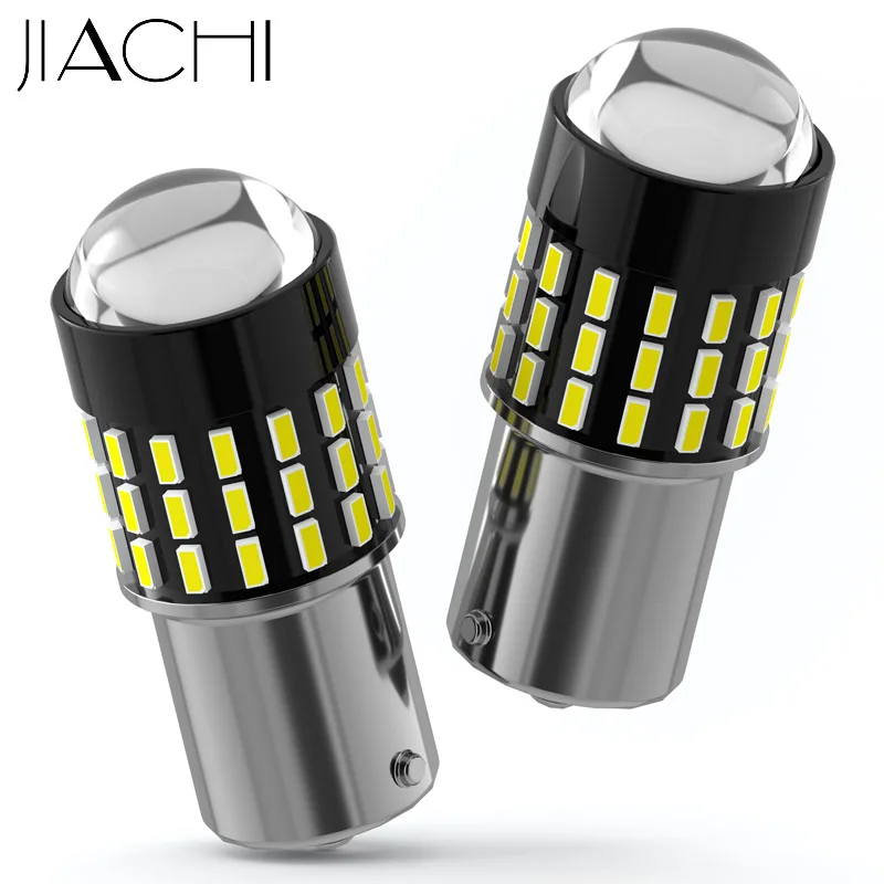 JIACHI 100 шт. 1156 светодиодный лампы P21W BA15S без полярности BAU15S 54 SMD 650LM указатели