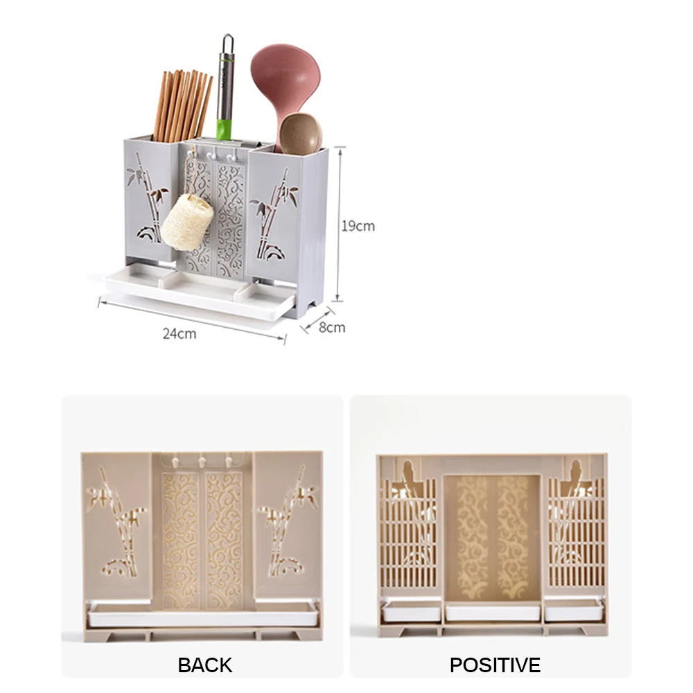 

Multifunction Spoon Chopsticks Fork Plastic Storage Box Flatware Drain Rack Kitchen Countertop Box Rack Cutlery Holder