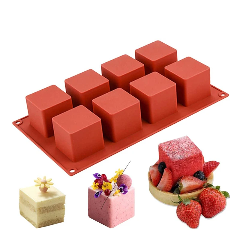 

8 Cavity Square Mousse Cake Baking Mold 3D Dessert Mould For Cheesecake Jelly Brownie Soap Candle Chocolate