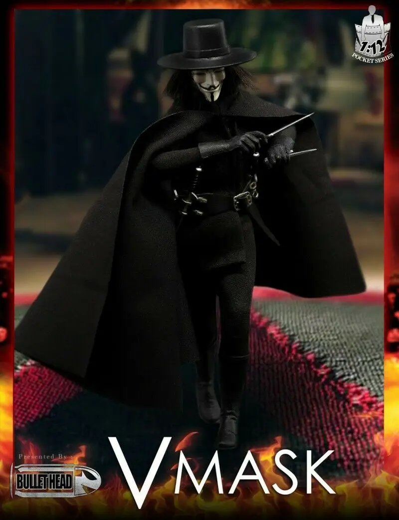 Коллекция 1/12, цилиндрическая голова BH004 1/12 VMASK V для вендетты, Мужская фигурка, набор, экшн-фигурка, модель, игрушка, подарок для фанатов