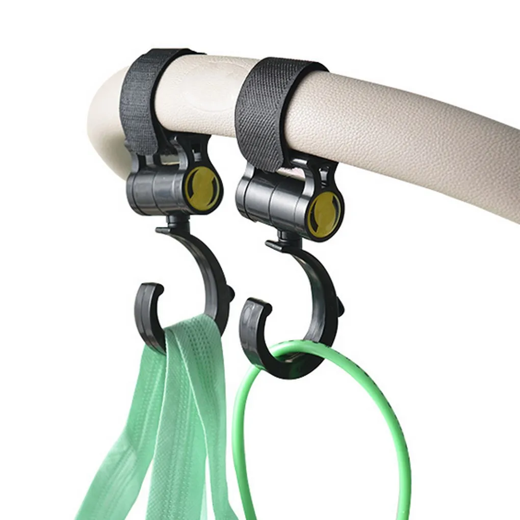 Conjunto de ganchos para cochecito de beb&eacute;, bolsa de pa&ntilde;ales giratoria 360, COLGADOR PARA cochecito de beb&eacute;, 2 unids/set-2