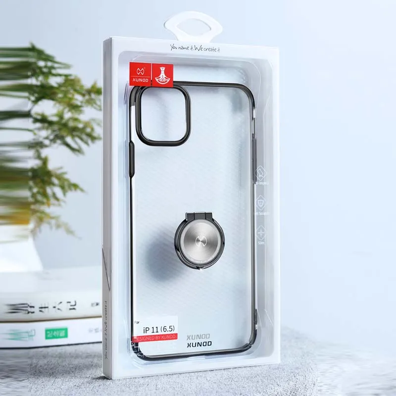 

For iPhone 11 Case Luxury Clear Hard PC Protective Cover With Ring Holder for iPhone 11 Pro Max Case Coque for iP11 Case Xundd