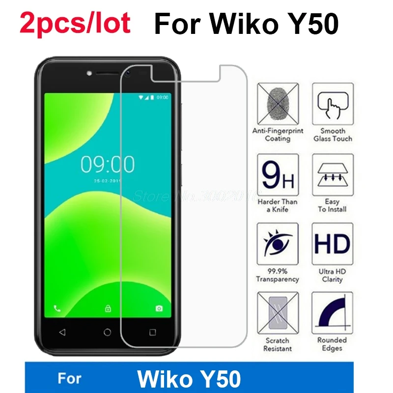 2 шт. закаленное стекло для WIKO Y50 Защита экрана 2.5D 9H премиум класса Y 50 Защитная