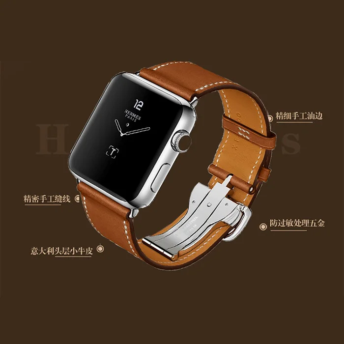 Ремешок из натуральной кожи с пряжкой для apple watch SE ремешок iwatch series 6/5/4/3/2/1 38 мм 42 40 44