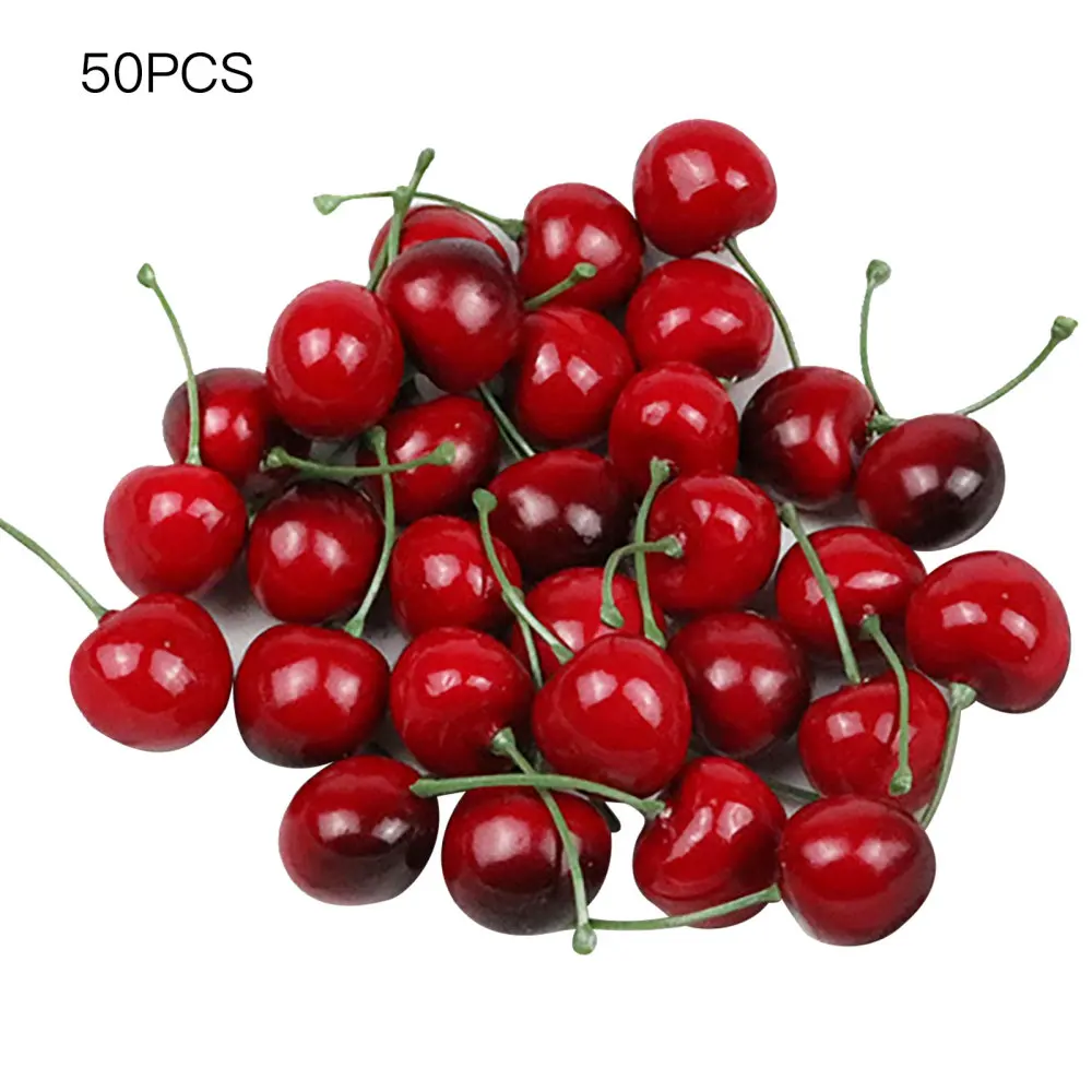 

Декоративные фрукты, искусственные вишни, 50 пузырьков, 2,5 см