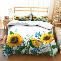 a set of bed linen 3d sunflower printed home textile with pillowcases bedroom clothes bedding cover for adult king single size
