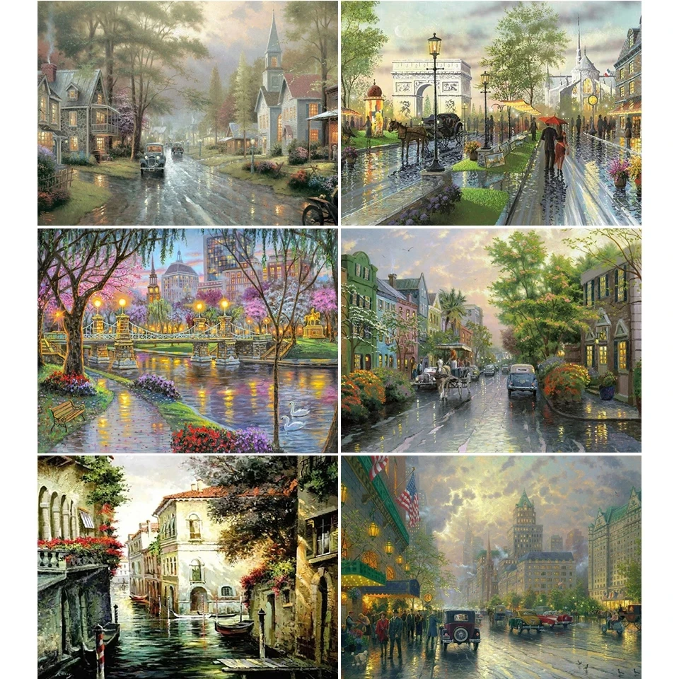 

5D Diy Diamond Painting Landscape City Street Paris Cross Stitch Kit Full Drill Embroidery Diamond Mosaic Art Picture Home Decor