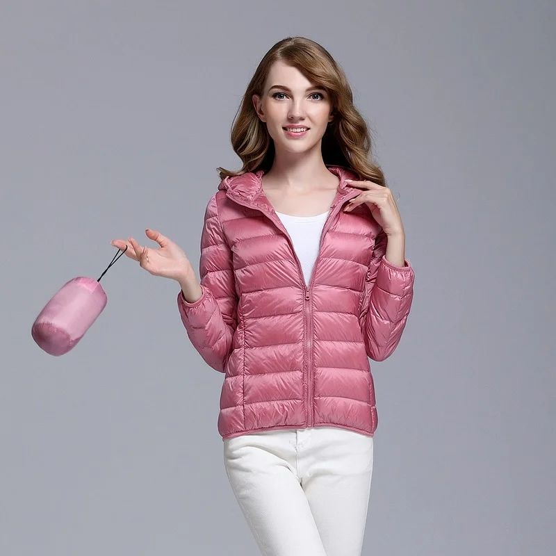 Fashion Autumn Winter Slim Short Down Jackets Women Solid Colors Hooded Coats Light Warm Thick Outwear Casual Commuter Overcoats