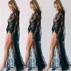 Женское прозрачное кружевное нижнее белье Meihuida, длинное нижнее белье, ночная сорочка, Пляжная накидка