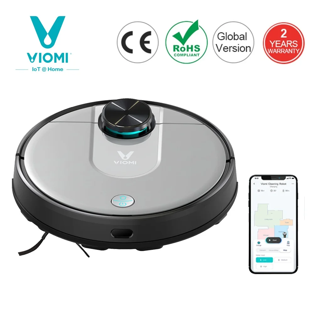 

Робот-пылесос VIOMI V2 PRO 2 в 1 LDS + SLAM для дома, для сухой и влажной уборки, тихий, с управлением через приложение Mijia, сохраняет 5 карт