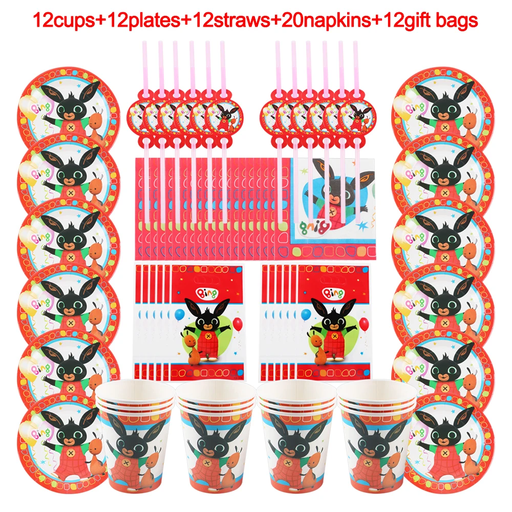 

Bunny Soldier Children's Red Birthday Theme Party Decoration Disposable Tableware Cup Plate Napkin Straws Baby Shower