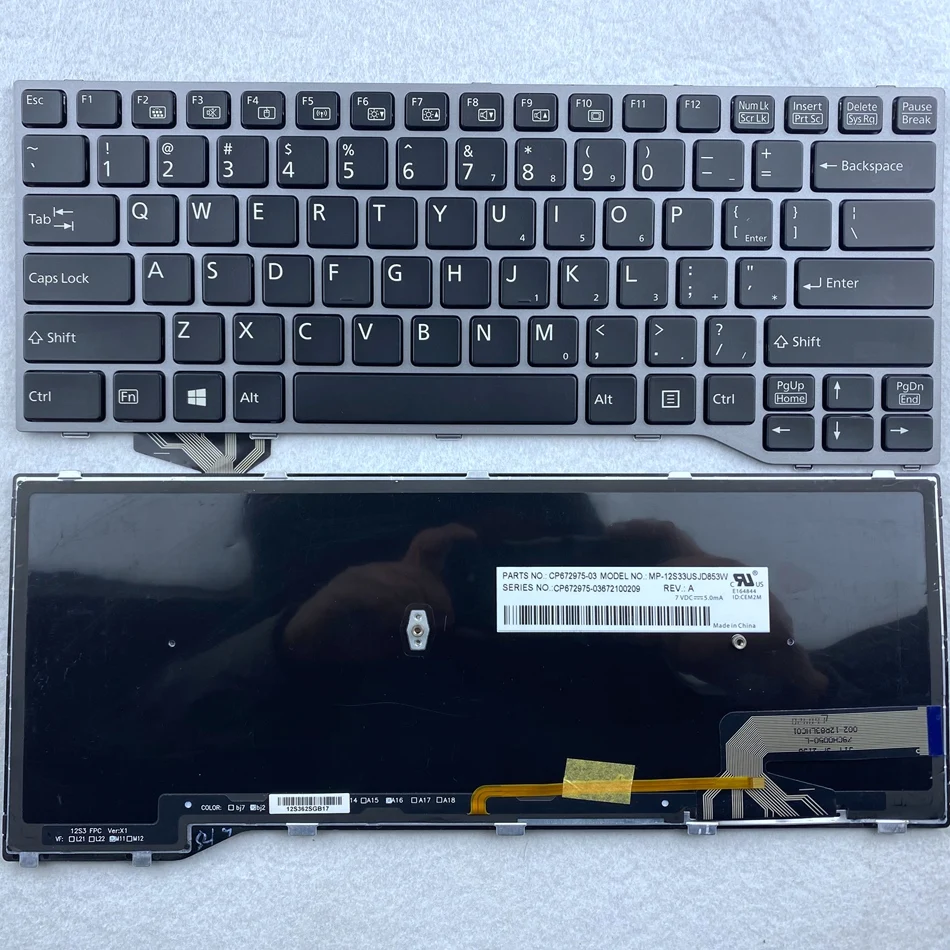 Клавиатура для ноутбука Fujitsu Lifebook T725 T726 с серебристой рамкой | Компьютеры и офис