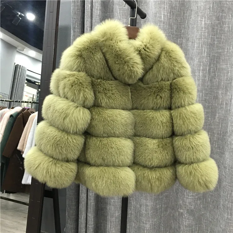 Новинка, шуба из натурального меха, женская зимняя мода, натуральный мех, короткая женская куртка, Толстая Шуба из натурального Лисьего меха с меховым воротником