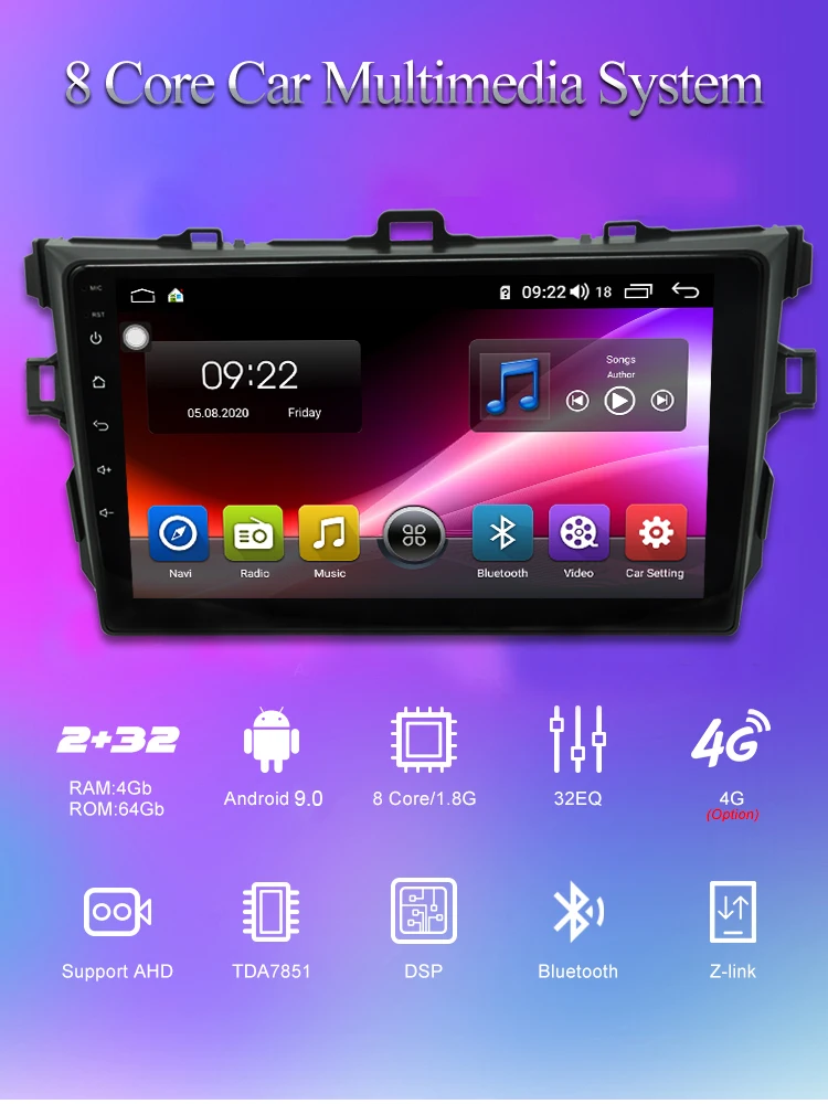 DATONG 2 Din android 9 4G WI-FI 8 core автомобильный радио мультимедиа плеер для Защитные чехлы