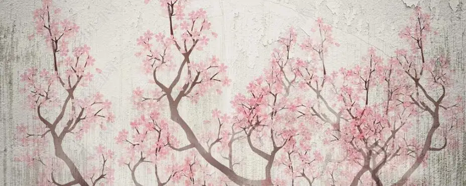 3D обои на заказ ручная роспись цветы и птицы ретро цветущая вишня для гостиной