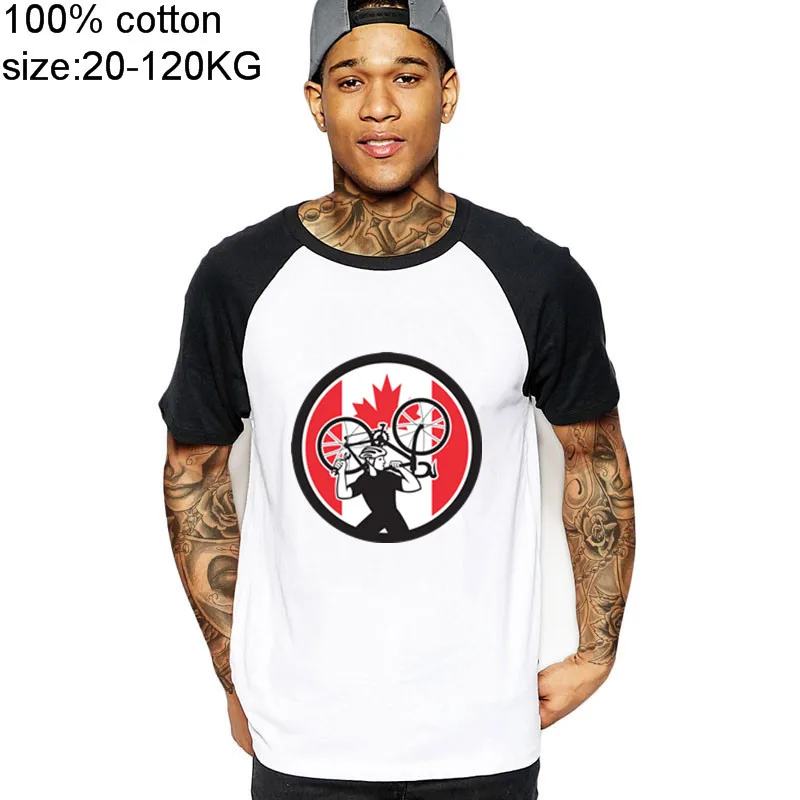 Ретро канадский велосипед механик значок канадского флага Мужская футболка MTB