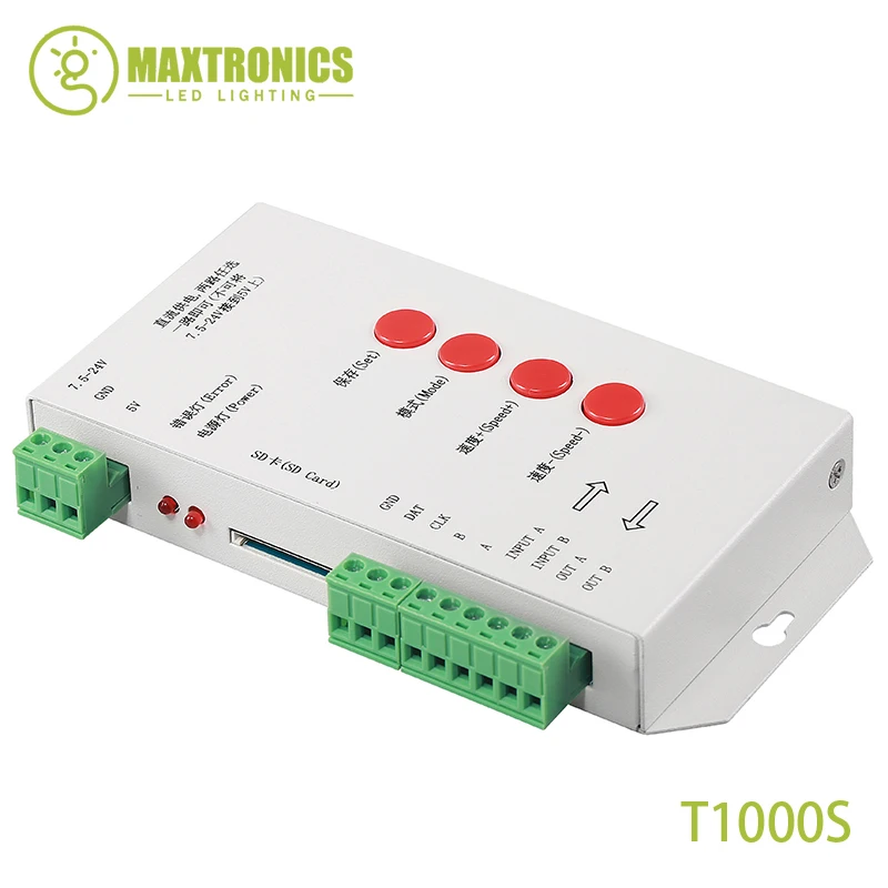 Лучшая цена T1000S SD-карта WS2801 WS2811 WS2812B LPD6803 светодиодный контроллер 2048 пикселей 5 ~ 24