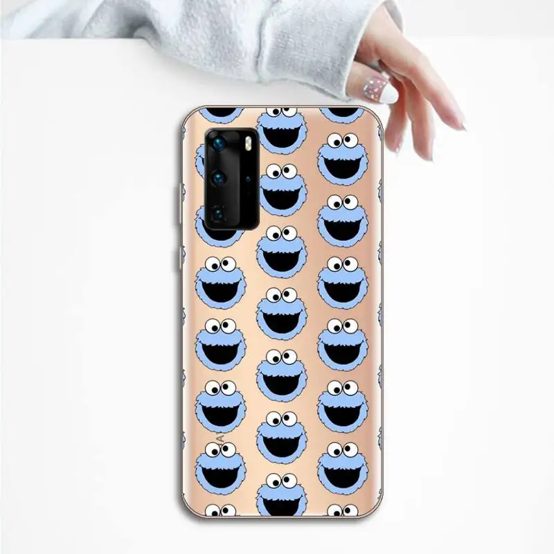 

Funny Sesame Street Cookie Phone Case Transparent for Huawei P honor 8 10i 20 30 40 smart 2019