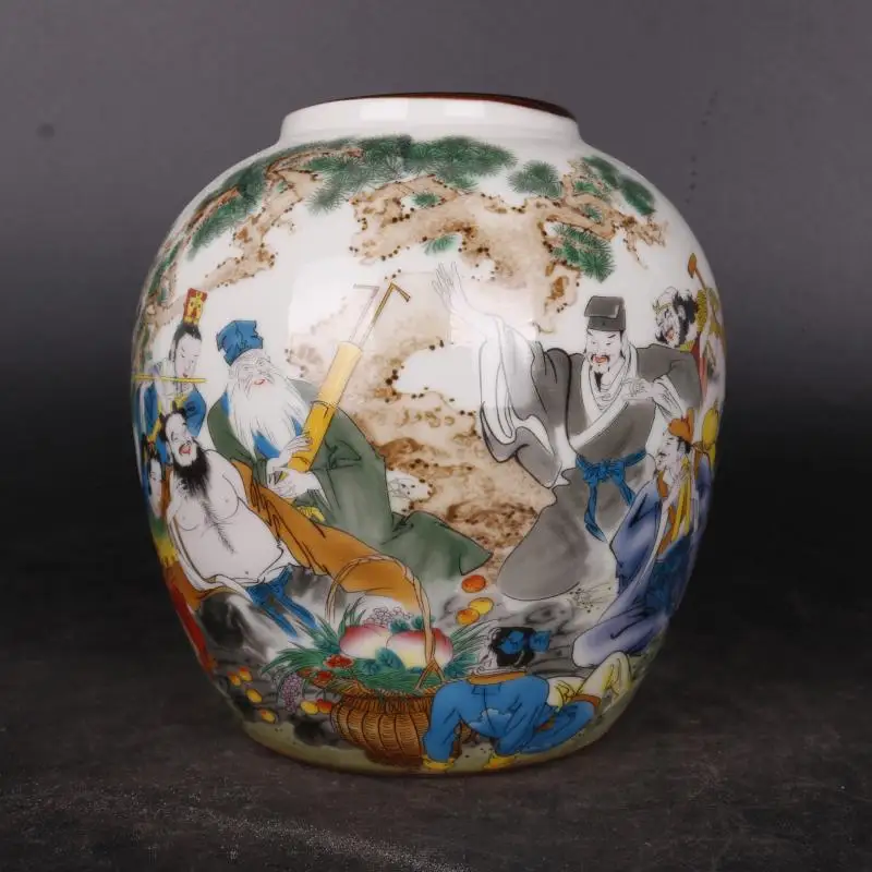 

Chinese Old Porcelain Pastel Jar With Figure Painting Jar Pattern Storage Tank Iiving Room Decoration Home Gift