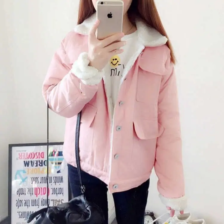 

Lamb wool coat for women's winter 2020 new Korean loose short cotton padded jacket for junior high school students
