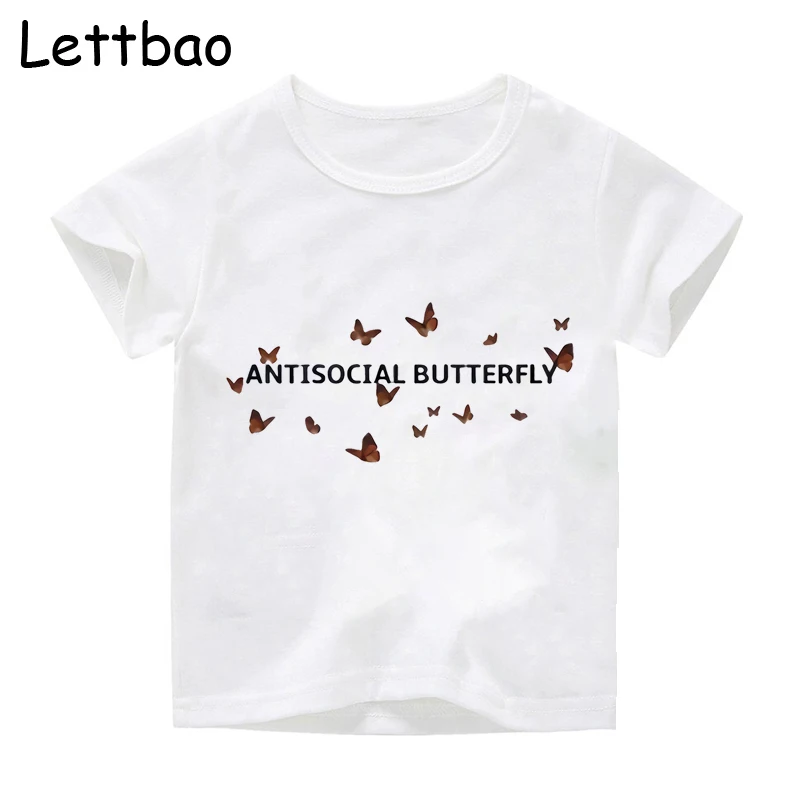 

Детские футболки с бабочками Antisocial, летняя повседневная забавная Футболка хорошего качества, Детская уличная футболка, Топ в стиле Харадзю...