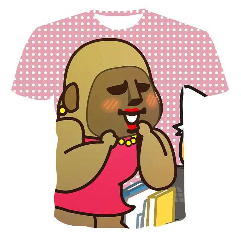 

LSummer New Style 3D Printing Animation Cartoon Pattern Printing Round Neck Fashion Casual T-Shirt Men And Women Short Sleeve Wh