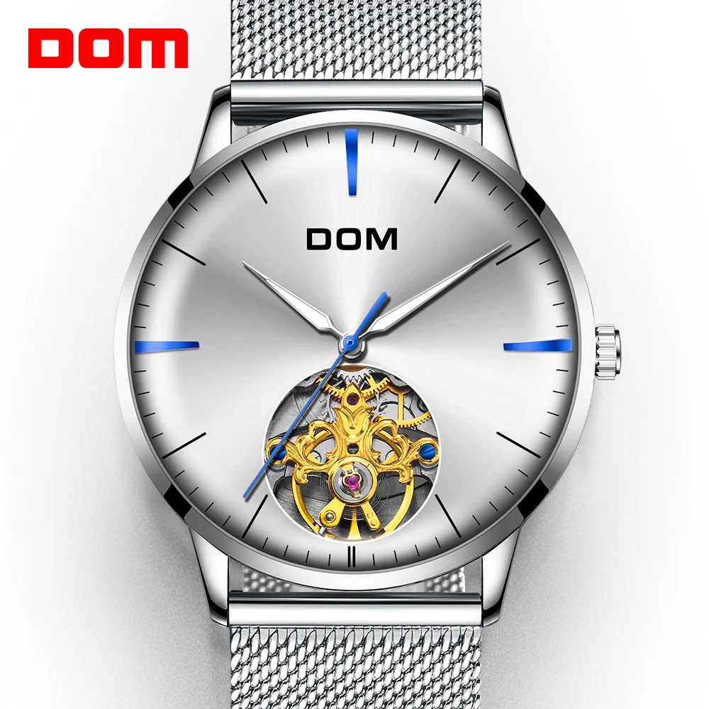 Автоматические механические часы DOM Men с турбийоном роскошные модные