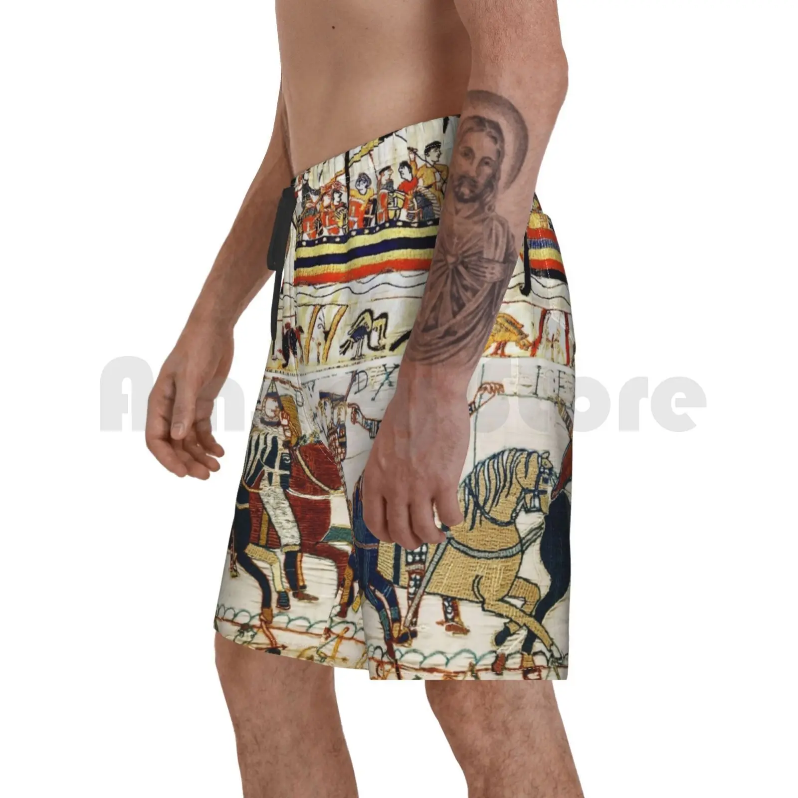 

Beach Shorts The Bayeux Tapestry , Battle Of Hastings , Norman Knights Horseback , Arhers And Viking Ships Beach Shorts