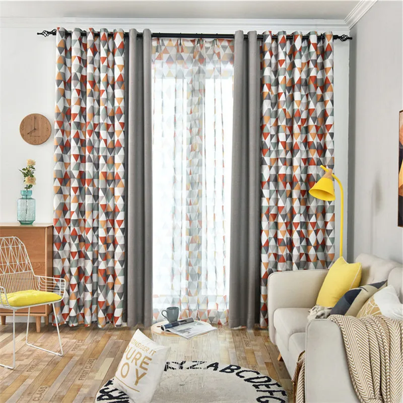 

Modern Grey Coffee Yellow Blue Joint Geometric Home Decorative Window "Customise"Curtain For Bedroom