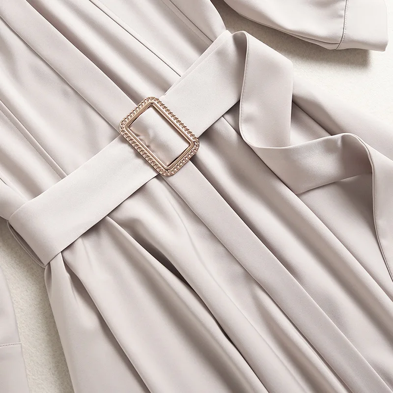 

2021 Spring New Design High Quality Women's Clothing Premium Chiffon Fabric Crocheting Process Elegant Female Shirt Dress