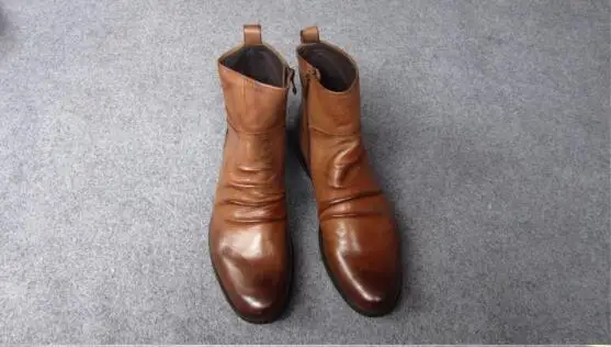 Демисезонные ботильоны из натуральной кожи на молнии модные модельные туфли