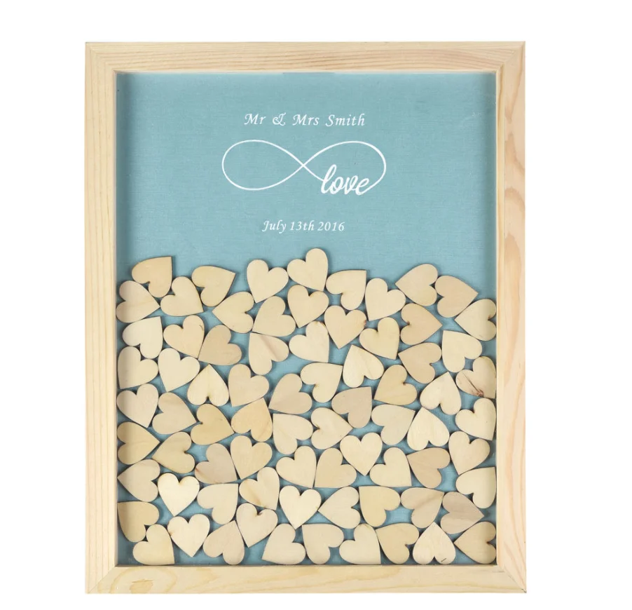 Персонализированные в форме сердца Свадебные обручальные кольца Рамка книга