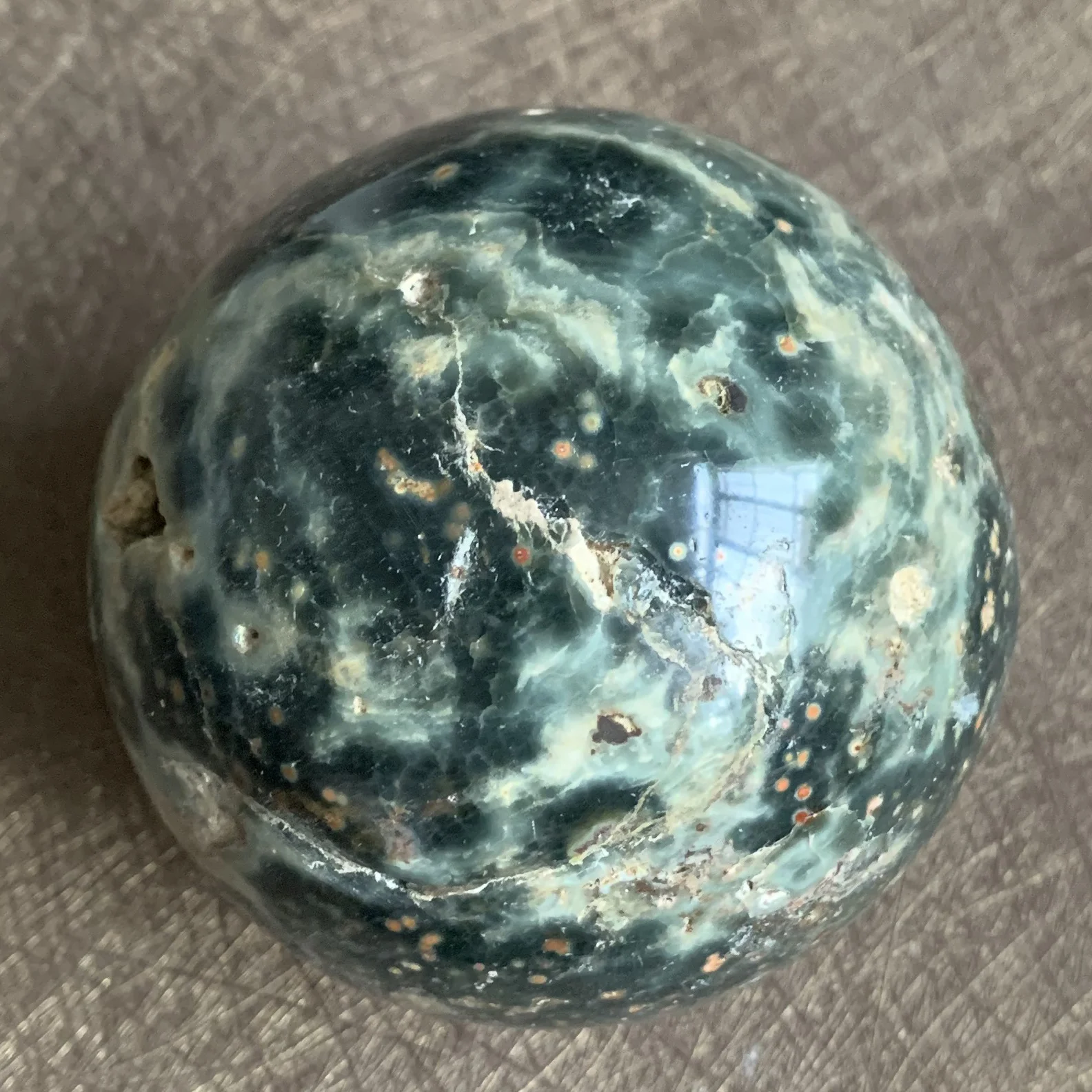 

391g Natural Ocean Jasper Sphere Polished Quartz Crystal Home Decoration Ball Healing Z015