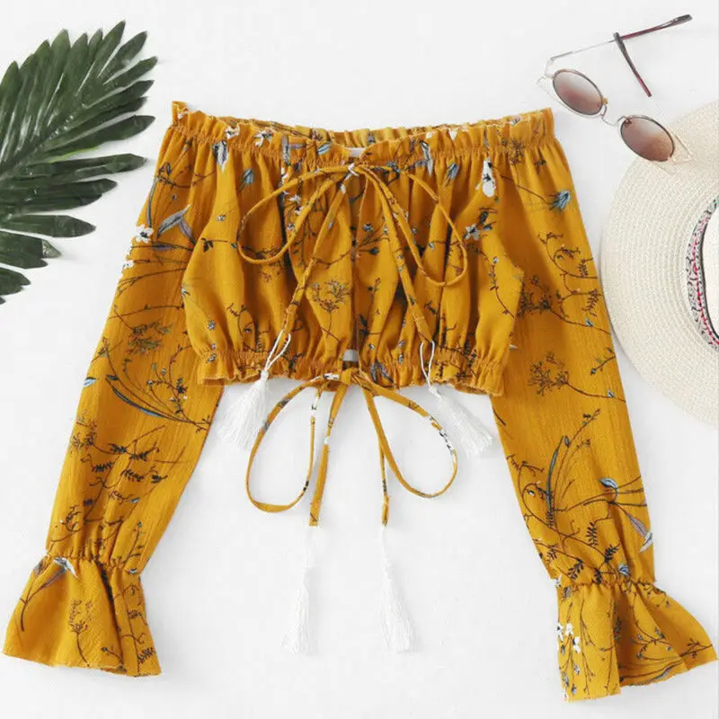 Женская летняя Свободная блузка размера плюс топы с цветочным рисунком