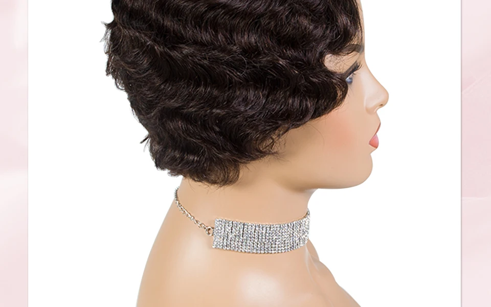 SSH Non-Remy человеческие волосы короткие Pixie Cut парик 1920's стрижка флэппер для женщин короткий палец волна ретро стиль парик косплей