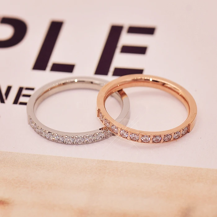 

Женские кольца из титановой стали, с закрепкой, розовое золото, кольцо ювелирные изделия для невесты