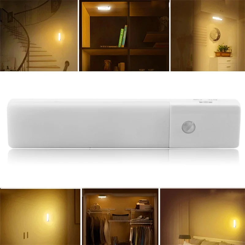 Светодиодный USB заряжаемый датчик движения Ночной светильник индукционный для