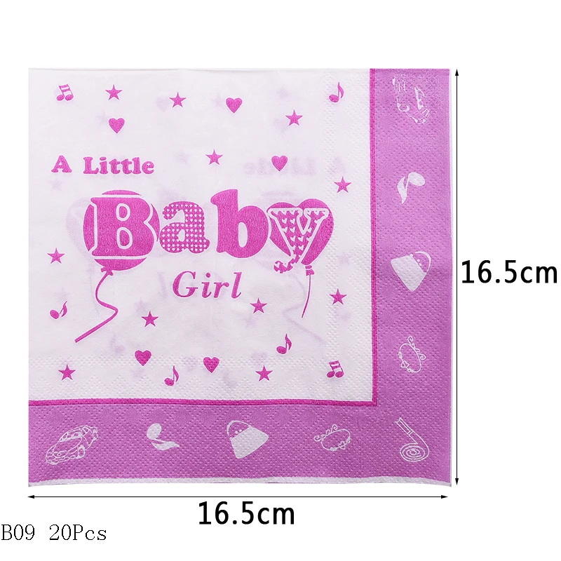 G09 Boy or Girl Baby Shower Disposable Tableware Gender Reveal Cup Plate Napkin Tablecloth Garland Birthday Party Decoration - Color: G09