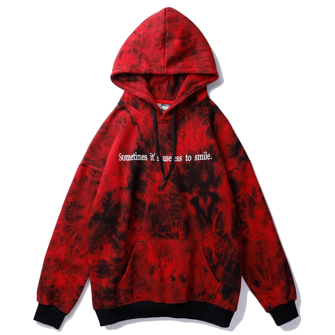 Красный Длинная мужская толстовка с вышивкой Tie Dye, уличная одежда, зимняя одежда с карманами, пуловер в стиле хип-хоп, толстовки, модные повседневные топы в стиле Харадзюку - Цвет: Красный